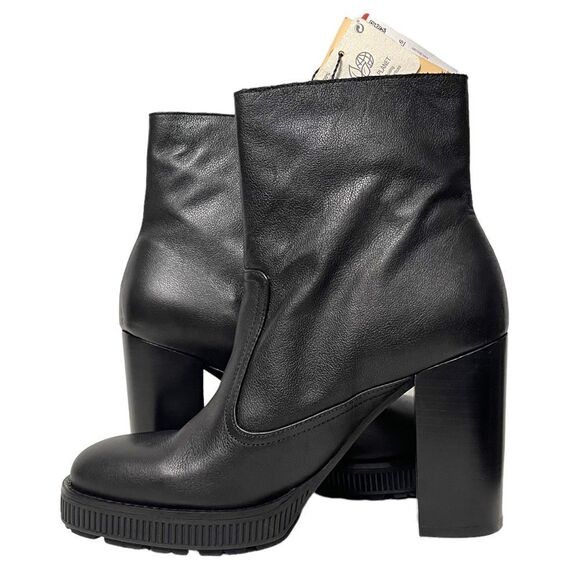 NWT ZARA WOMAN Leather Platform Zip Booties 38 - Picture 7 of 13
